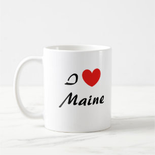 I Love Maine Heart Typography Coffee Mug