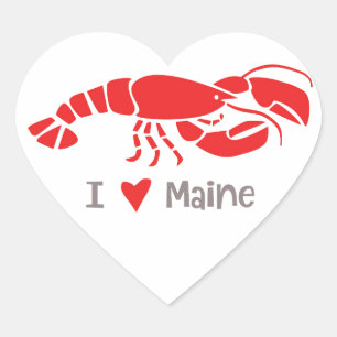 I love Maine Lobster Heart Sticker