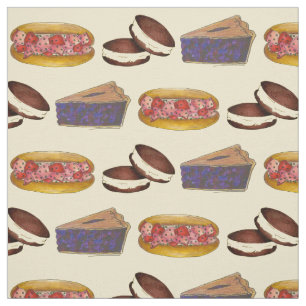 I Love Maine Lobster Whoopie Blueberry Pie Foodie Fabric