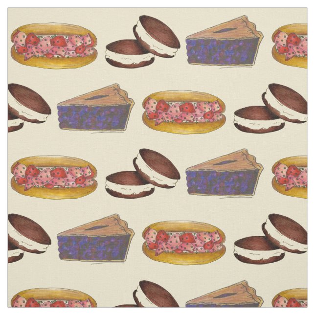 I Love Maine Lobster Whoopie Blueberry Pie Foodie Fabric (Swatch)