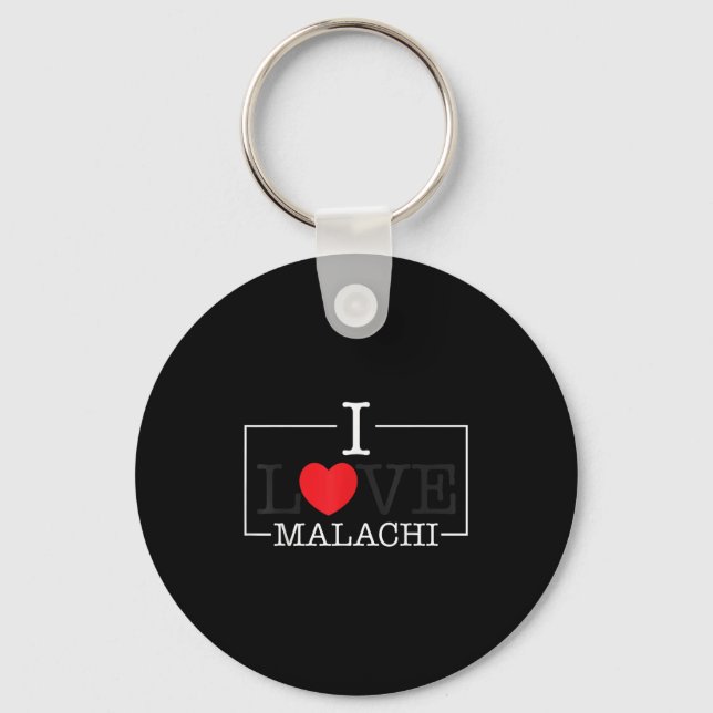 I Love Malachi Heart Family Name Malachi Groovy  Key Ring (Front)