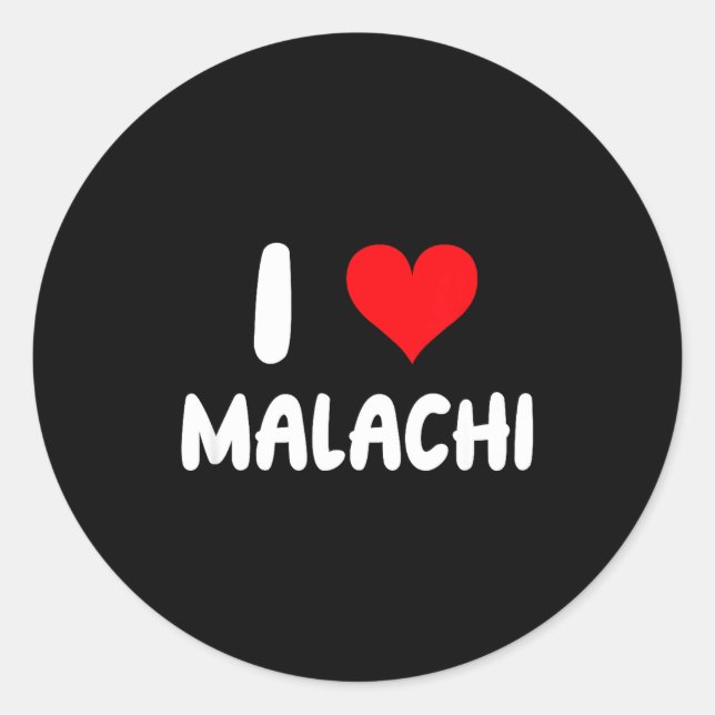 I Love Malachi - Heart - Name  Classic Round Sticker (Front)