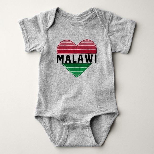 I Love Malawi, Malawian Heart Baby Bodysuit (Front)