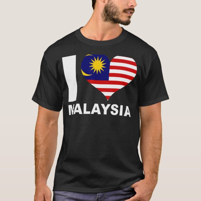 I Love Malaysia Heart Flag Malaysia T-Shirt (Front)