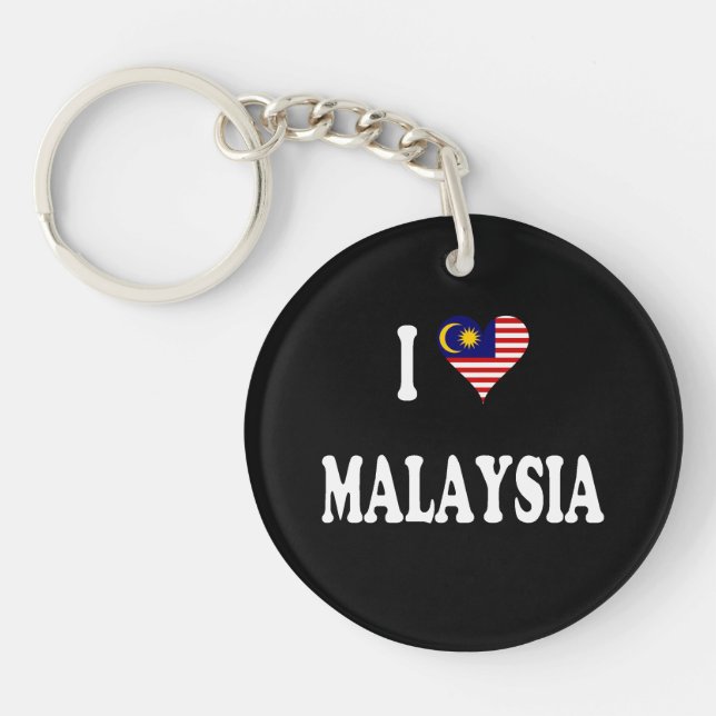 I Love Malaysia, heart-shaped flag, Key Ring (Front)
