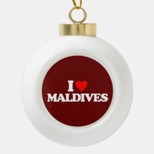I LOVE MALDIVES CERAMIC BALL CHRISTMAS ORNAMENT