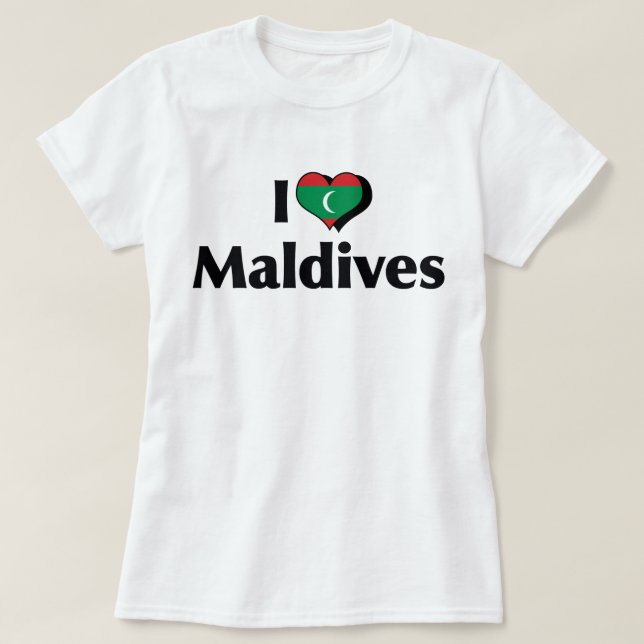 I Love Maldives Flag T-Shirt (Design Front)
