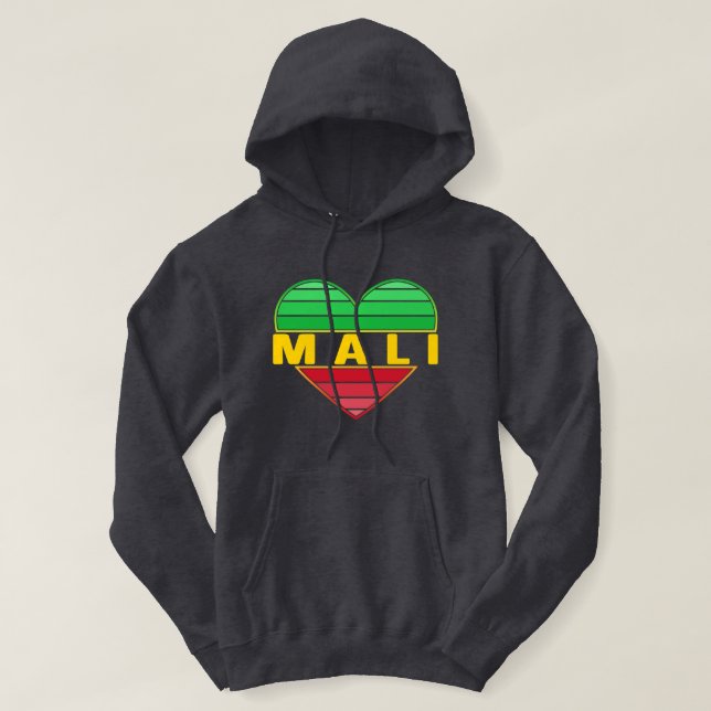 I Love Mali, Malian Heart Hoodie (Design Front)