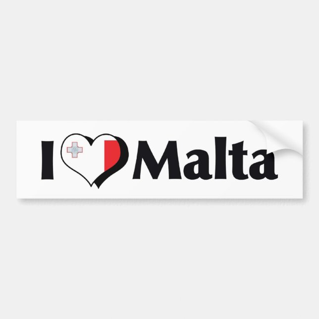 I Love Malta Flag Bumper Sticker (Front)