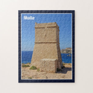 I Love Malta Għajn Tuffieħa Watchtower Golden Bay Jigsaw Puzzle