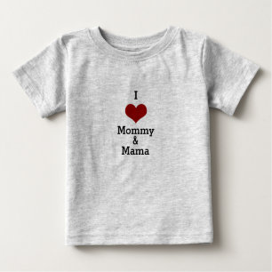 I love mama & mummy mum red heart baby T-Shirt