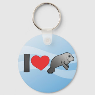 I Love Manatees Key Ring
