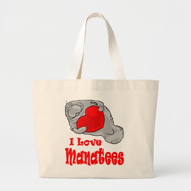 I Love Manatees Tote Bag (Front)