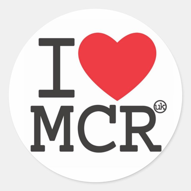 I Love Manchester Classic Round Sticker (Front)