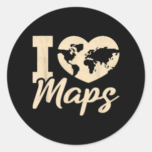 I Love Maps, Geography Classic Round Sticker