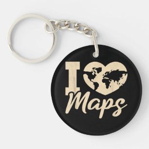 I Love Maps, Geography Key Ring