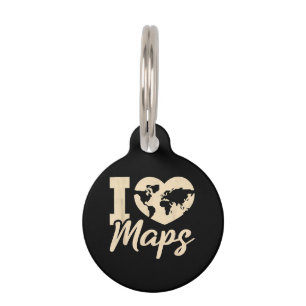 I Love Maps, Geography Pet Tag