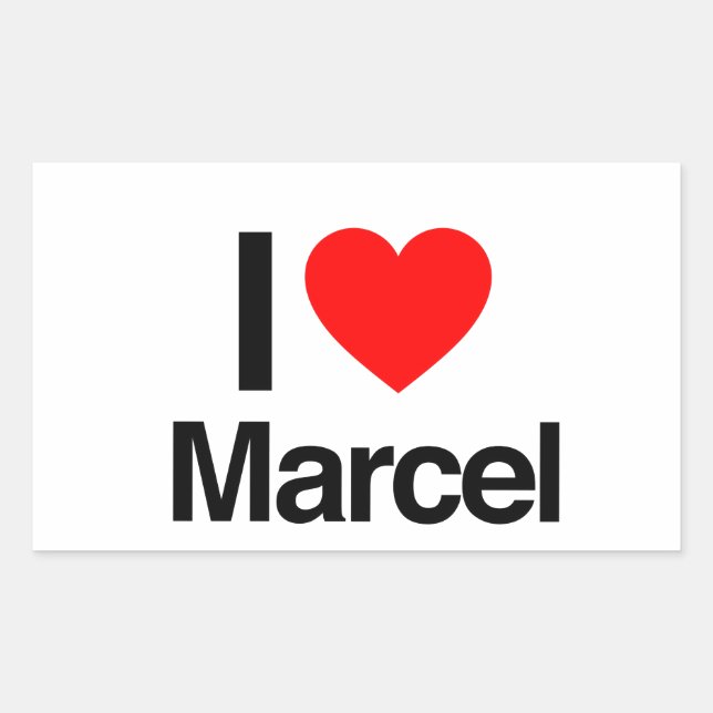 i love marcel rectangular sticker (Front)