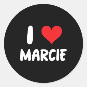 I Love Marcie - Heart - Name  Classic Round Sticker