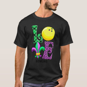 I Love Mardi Gras Bowling Plaid Leopard Men Women T-Shirt