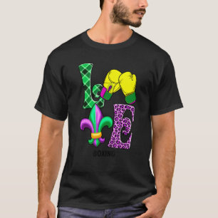 I Love Mardi Gras Boxing Plaid Leopard Men Women K T-Shirt