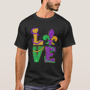I Love Mardi Gras Carnival Festival Fleur De Lis W T-Shirt