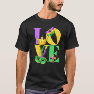 I love Mardi Gras flag crown Fleur de lis, Mardi G T-Shirt