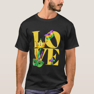 I love Mardi Gras flag crown Fleur de lis Mardi Gr T-Shirt
