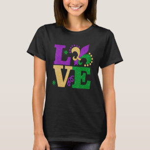 I Love Mardi Gras Fleur-de-Lis Parade Men Women Ki T-Shirt