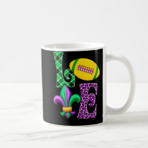 I Love Mardi Gras Football Plaid Leopard Men Women Coffee Mug