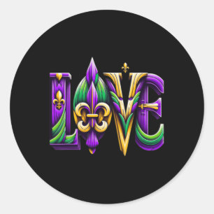 I Love Mardi Gras For Girls Kids Classic Round Sticker