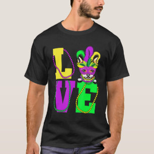 I Love Mardi Gras Funny Chihuahua Dog Mask Costume T-Shirt
