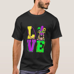 I Love Mardi Gras Funny German Shepherd Dog Mask C T-Shirt