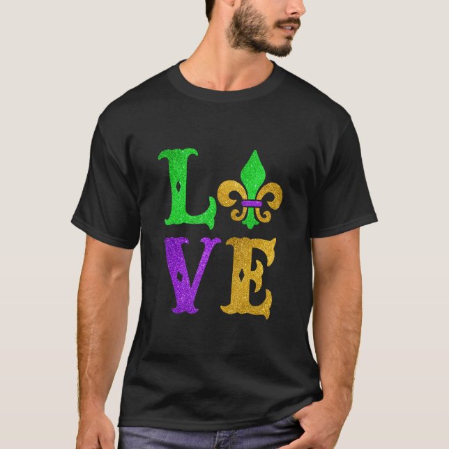 I Love Mardi Gras Funny Mardi Gras Fleur De Lys Fe T-Shirt (Front)
