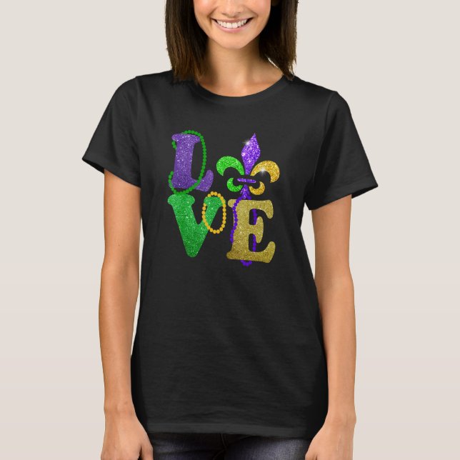 I Love Mardi Gras New Orlean Festival Mardi Gras T-Shirt (Front)