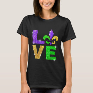 I Love Mardi Gras T-shirt Fleur de Lis Gift Men