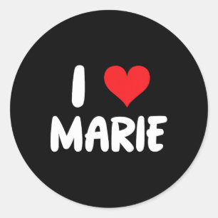 I Love Marie - Heart - Name Classic Round Sticker