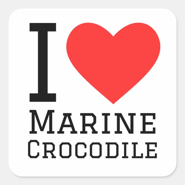 I love marine crocodile square sticker (Front)