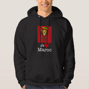 I Love Maroc, Cool Morocco Lions with Flag Illustr Hoodie