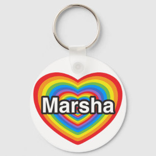 I love Marsha. I love you Marsha. Heart Key Ring