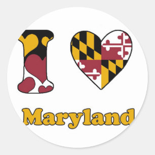 I love Maryland Classic Round Sticker