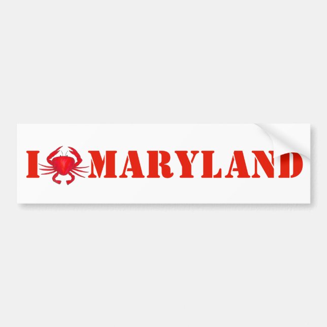 I Love Maryland Red Crab Baltimore Chesapeake Bay  Bumper Sticker (Front)