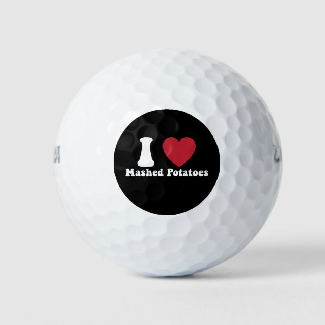 I Love Mashed Potatoes Thanksgiving Dinner Gift Golf Balls (Front)