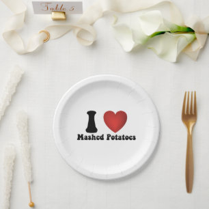 I Love Mashed Potatoes Thanksgiving Dinner Gift Paper Plate