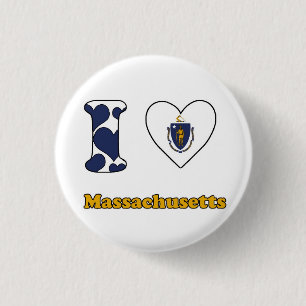 I love Massachusetts 3 Cm Round Badge