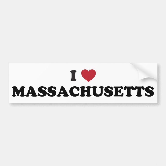 I Love Massachusetts Bumper Sticker (Front)