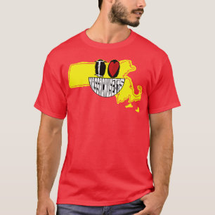 I Love Massachusetts Smiling Happy Face T-Shirt