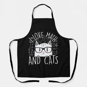 I Love Math And Cats Cute Kitty Cat Apron