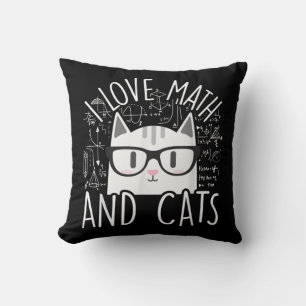 I Love Math And Cats Cute Kitty Cat Cushion