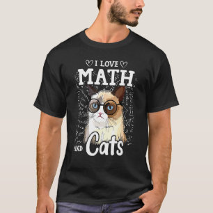 I Love Math And Cats Cute Kitty Cat Feline T-Shirt